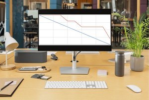 Ordinateur montrant un graphique de burndown chart montrant la progression d'un sprint.