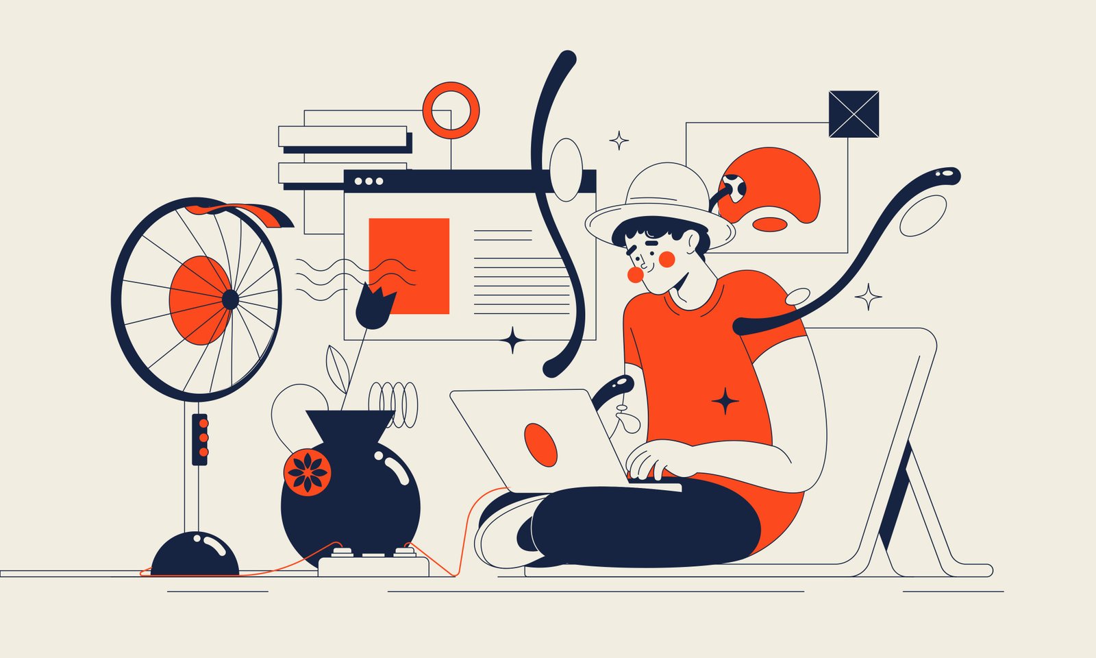 Développeur concentré avec un ventilateur